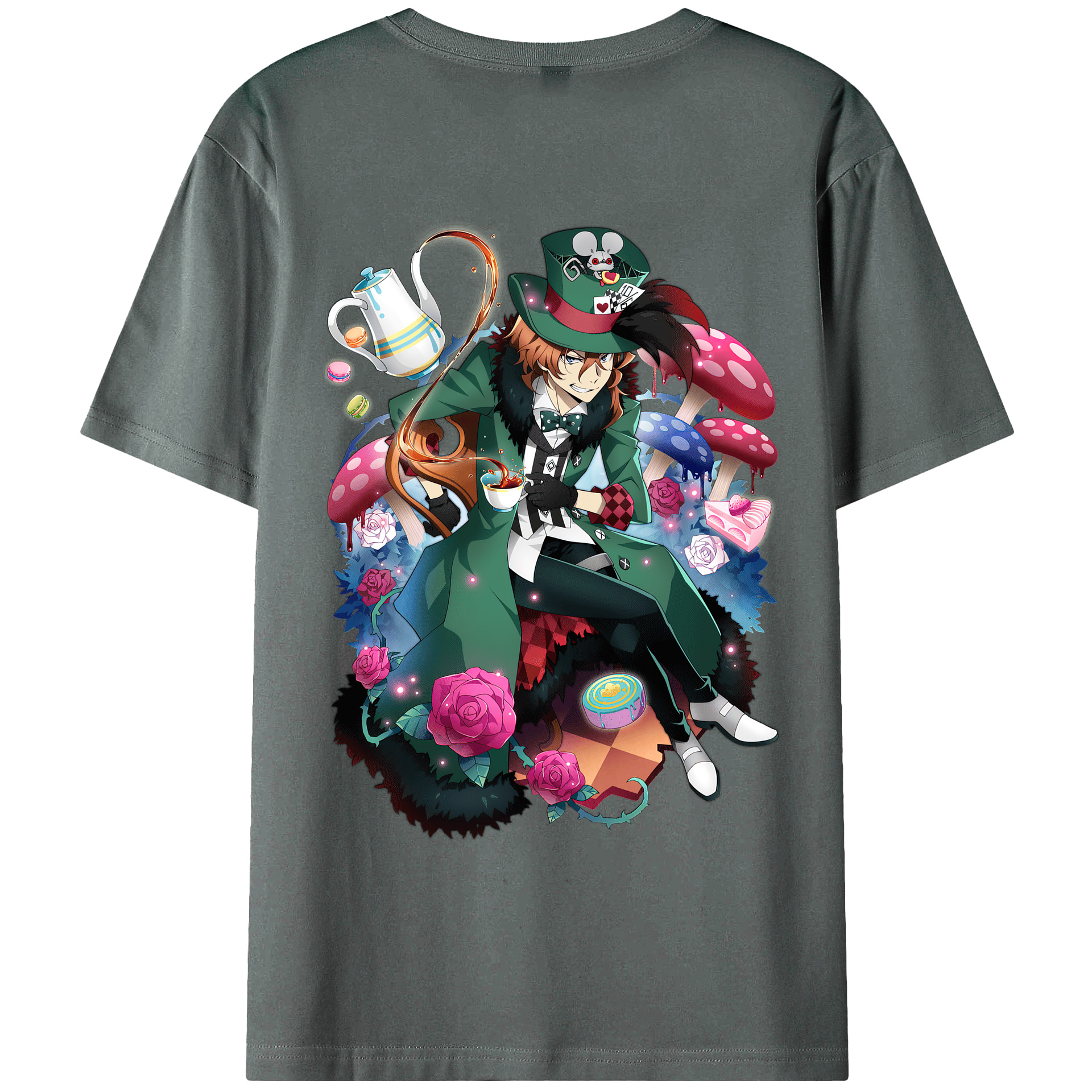 （画像用） 文豪ストレイドッグス Bungo Stray Dogs 綿100％ メンズ半袖Tシャツ（バックプリント） 通気性